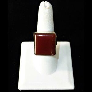 Carnelian Modernist Stone 925 Silver Ring